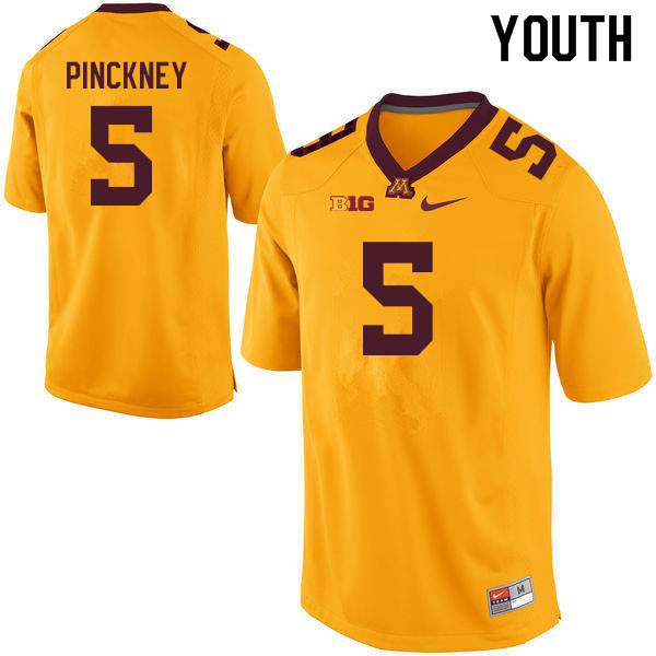Youth #5 Nyles Pinckney Minnesota Golden Gophers College Football Jerseys Sale-Gold